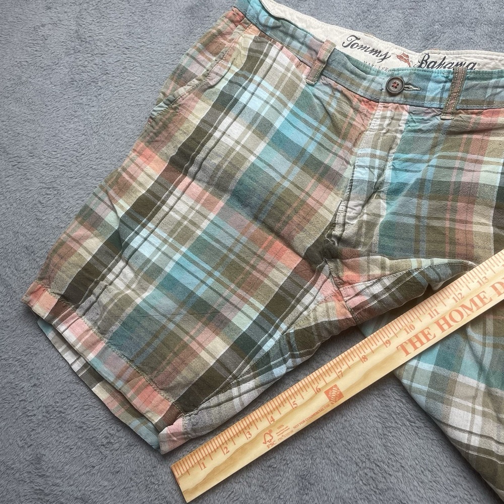 Tommy Bahama Shorts Mens 30 Multicolor Plaid Chinos Linen Blend Preppy Casual - Picture 10 of 16